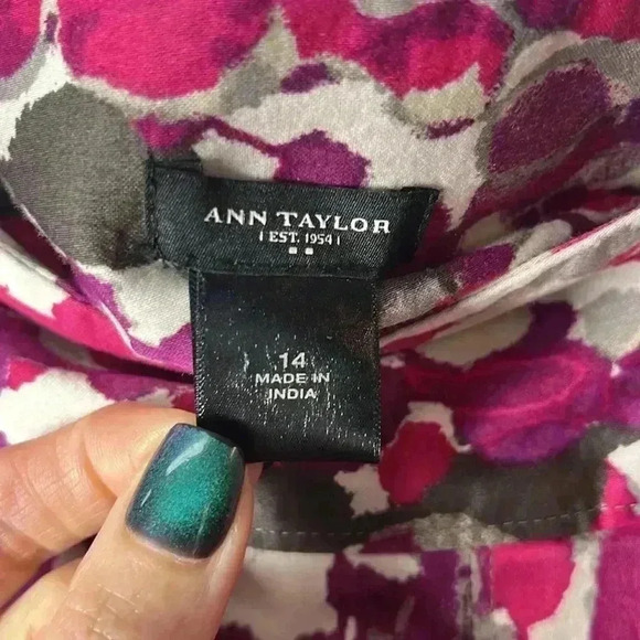 Ann Taylor Abstract Pleated Cotton A-Line Skirt Size 14 - Picture 2 of 9